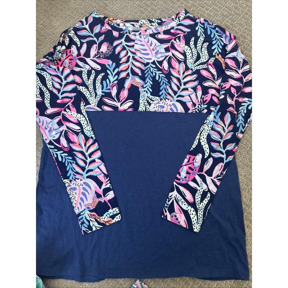 Lilly Pulitzer Size XXS Navy YOU'VE BEEN SPOTTED FINN TEE Long Sleeve Top Shirt